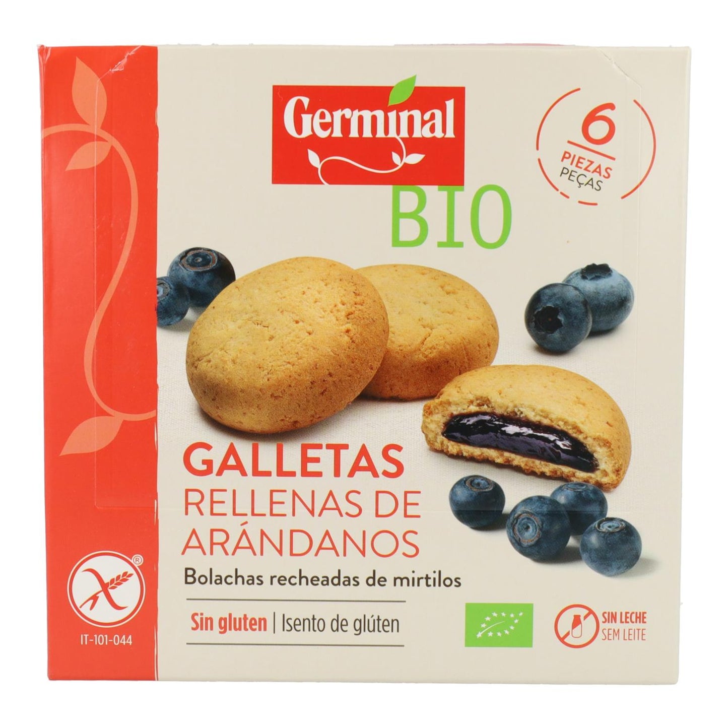 Glutenvrije koekjes gevuld met bosbessenroom Germinal, 200 g