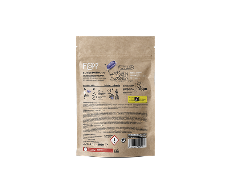 2er-Pack ECO-Bodenreiniger, pH-neutral, Doypack Flopp 20 Kapseln