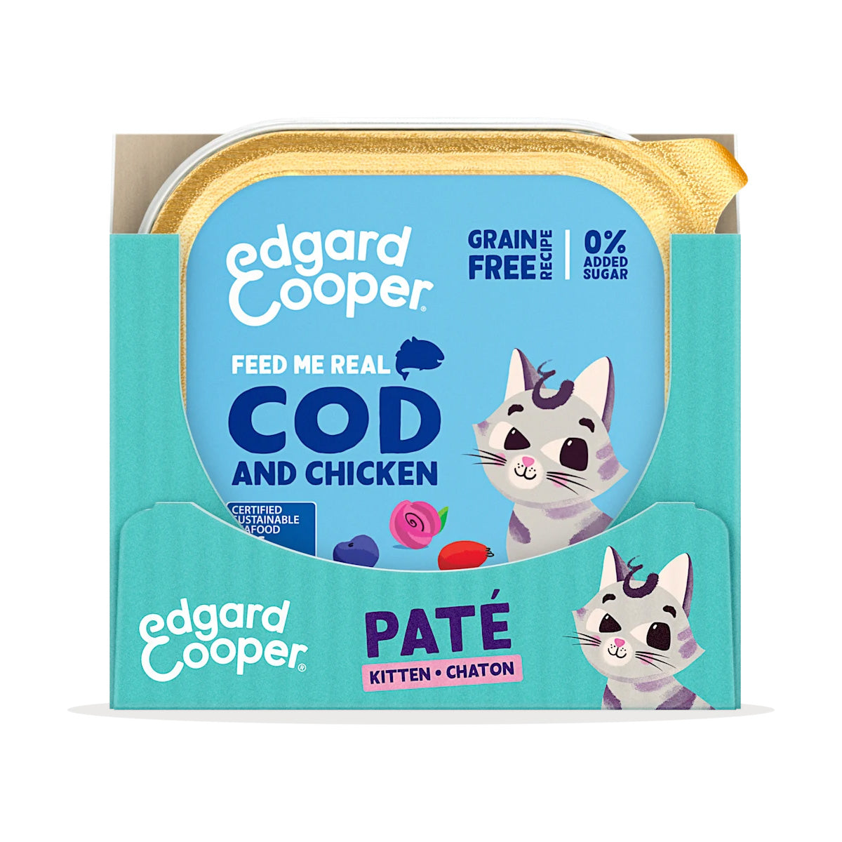 Nassfutter für Katzen Pastete Kitten Bacalao y Pollo Edgard & Cooper 85 g