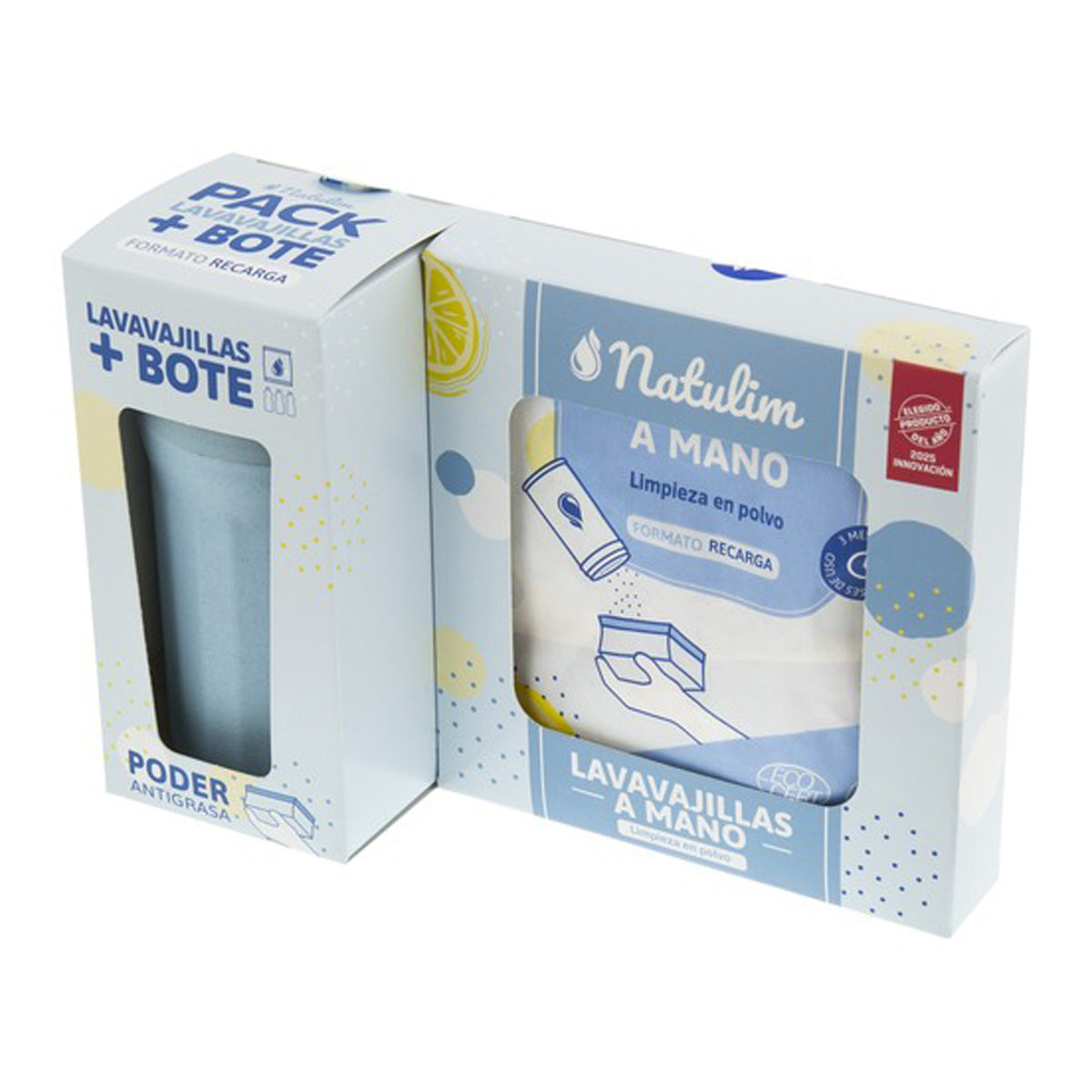 Natulim Lemon Hand Dishwashing Powder Pack (bottle + refill)
