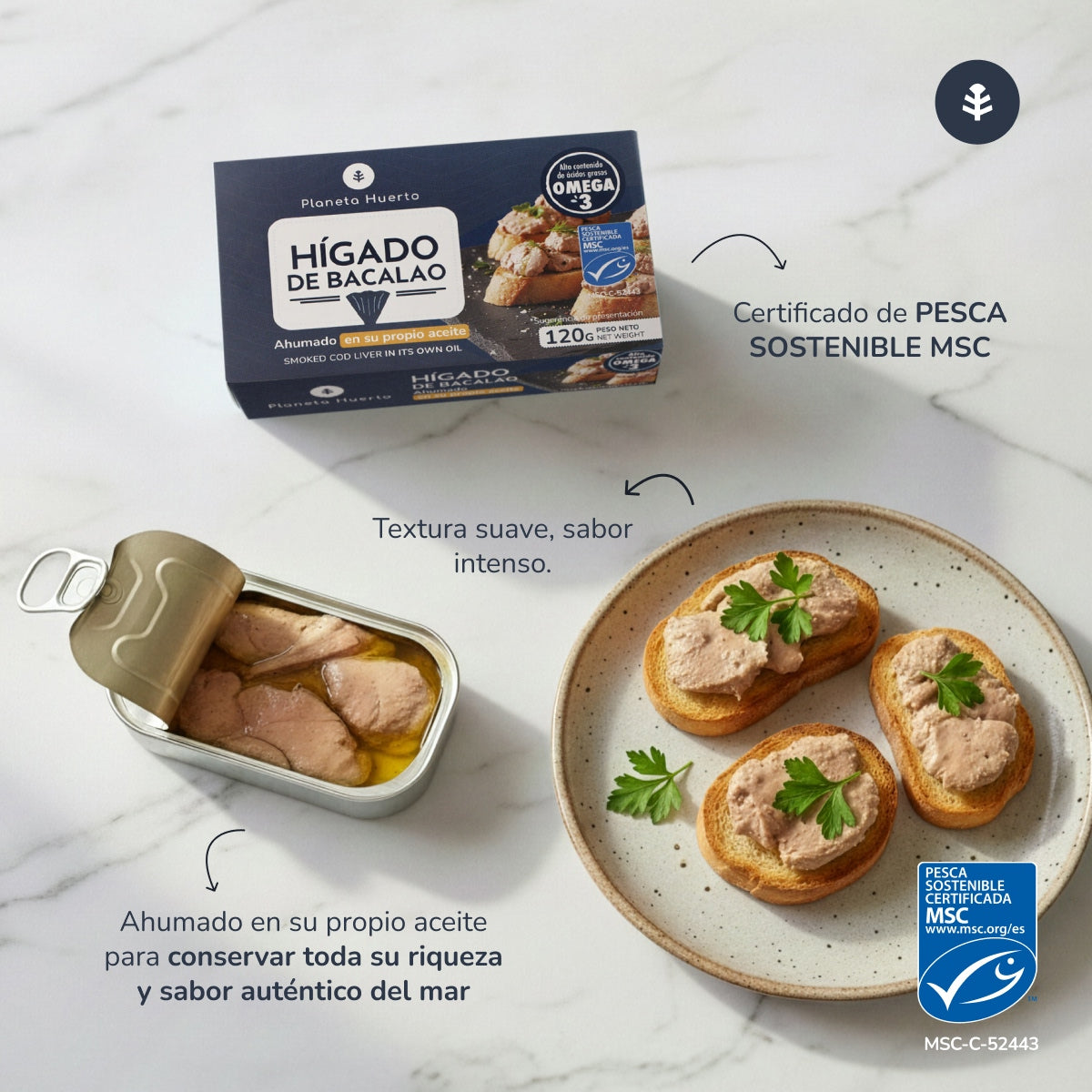 Kabeljauwlever in eigen olie Planeta Huerto 120 g