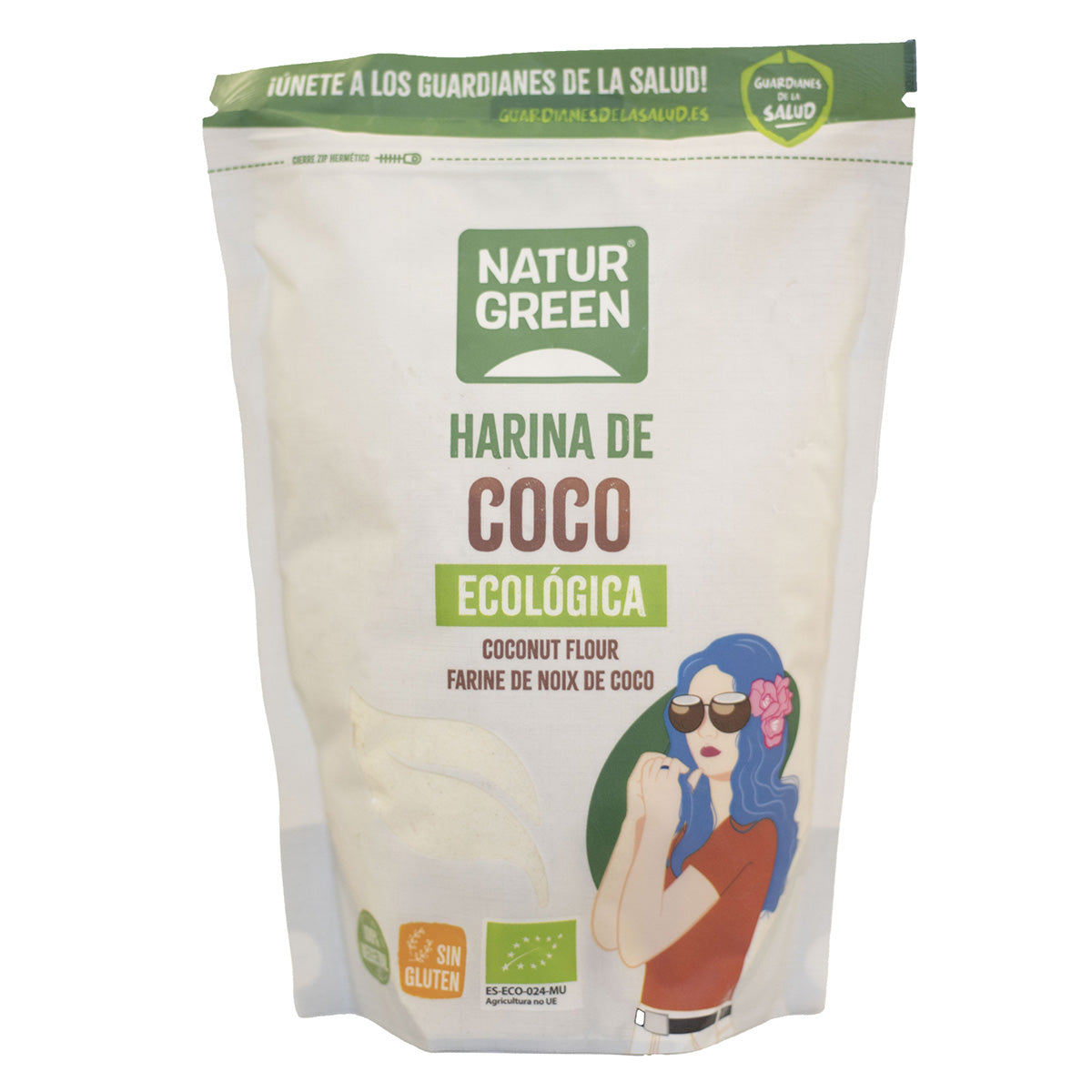 Lot de 2 paquets de farine de coco bio sans gluten NaturGreen de 500 g