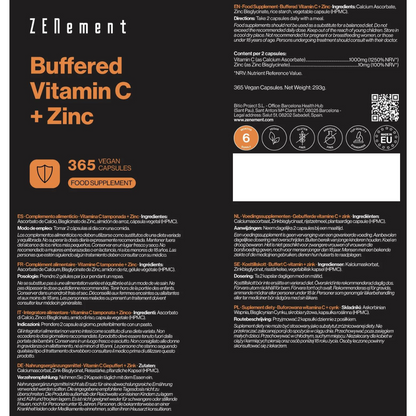 Vitamine C tamponnée + Zinc Zenement 365 gélules végétaliennes