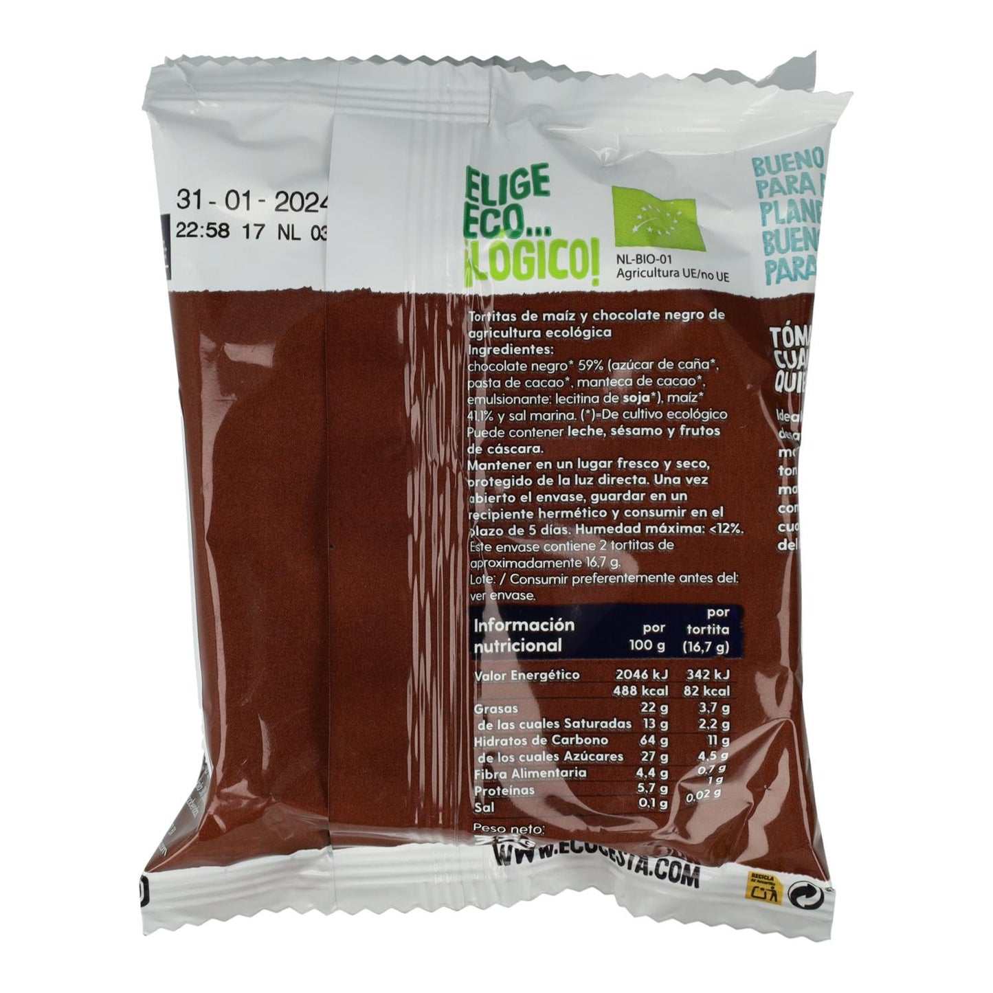 Frittelle di mais con cioccolato fondente biologico Confezione da 3 pacchetti Ecocesta 99 g