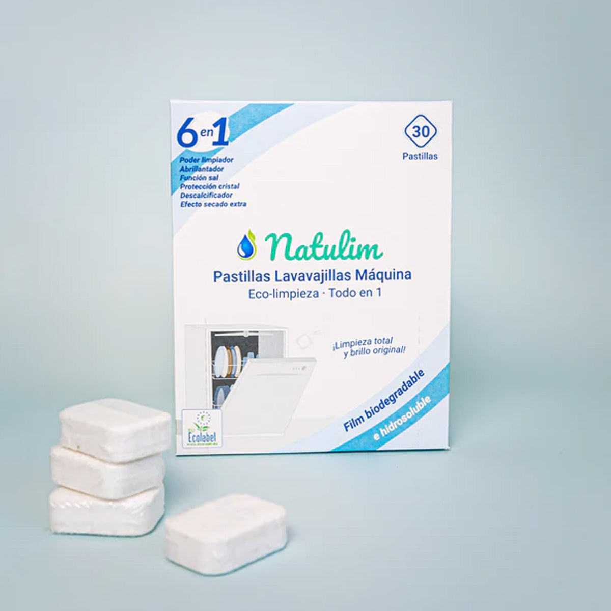 Pastilles écologiques 6 en 1 pour lave-vaisselle Natulim 30 unités