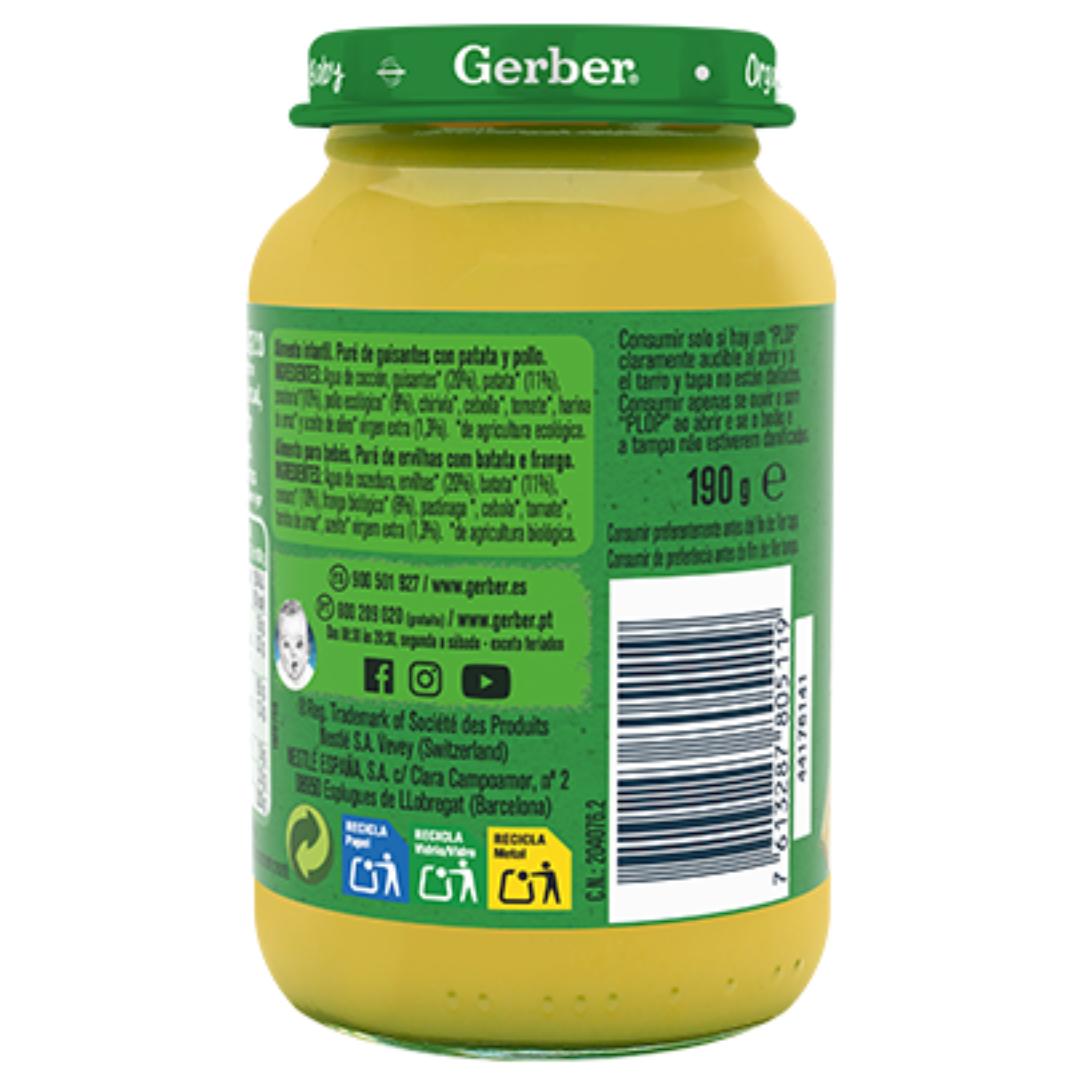 Potje biologische babyvoeding met erwten, aardappel en kip Gerber 190 g