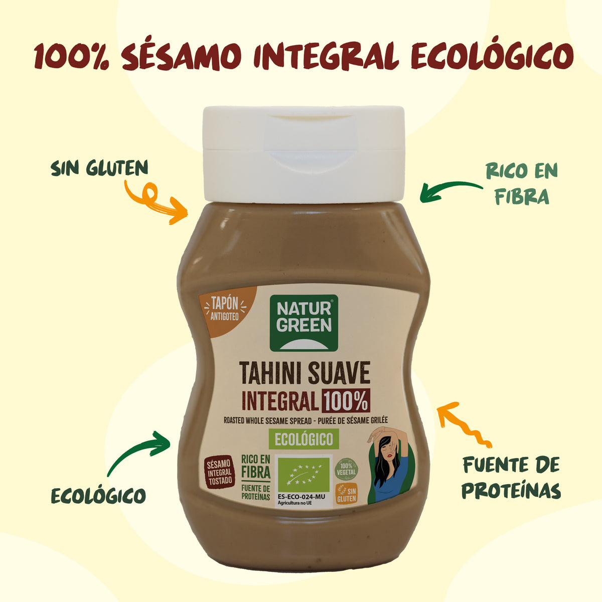 Biologische tahini, zacht en antiknoeiend, NaturGreen 270 g