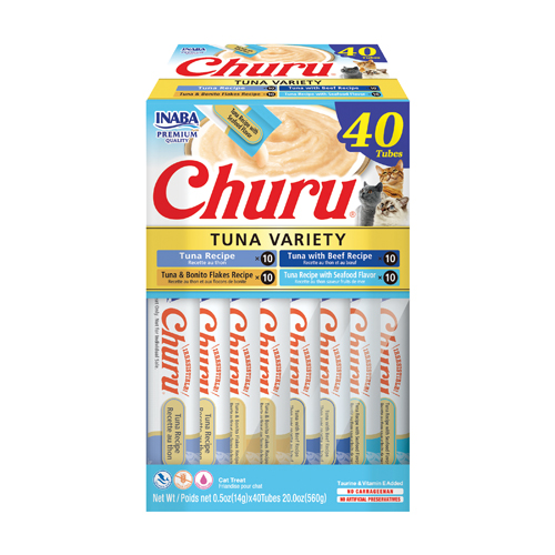 Churu Verschillende soorten tonijn Romige snack voor katten 40 x 14 g