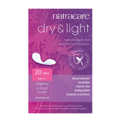 Serviettes hygiéniques dry-light pour incontinence Natracare, 20 unités