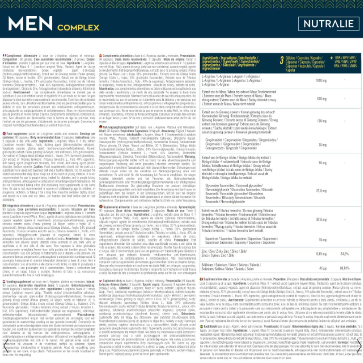 Men Complex z cynkiem + maca i miłorzębem japońskim Nutralie 90 kapsułek