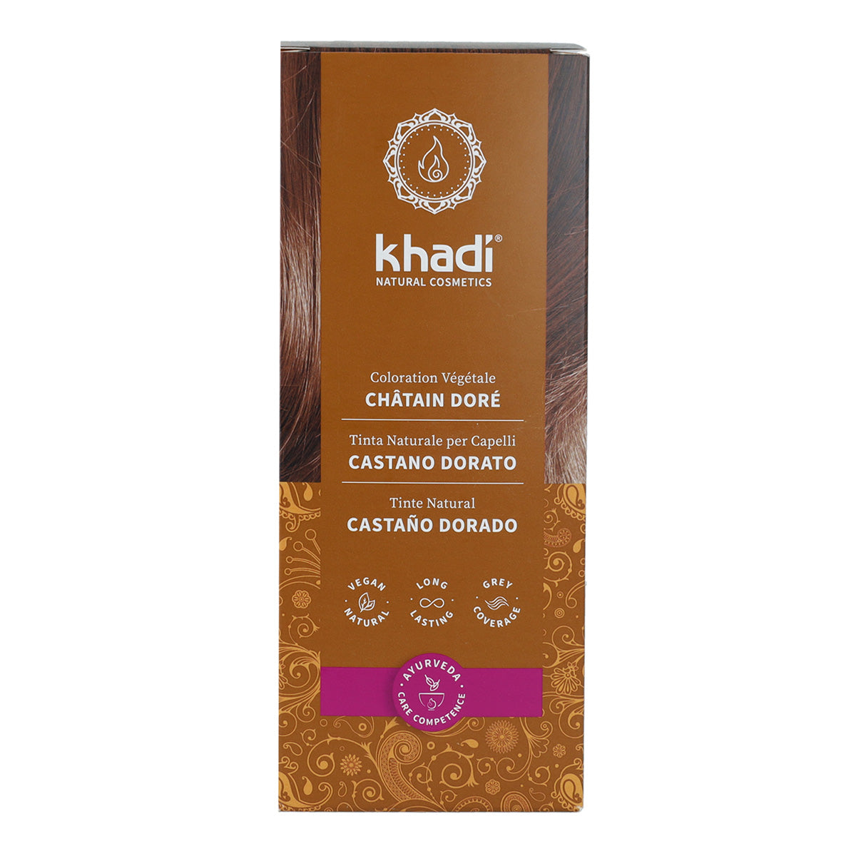 Naturligt hårfärg i guldbrunt Khadi 100 g