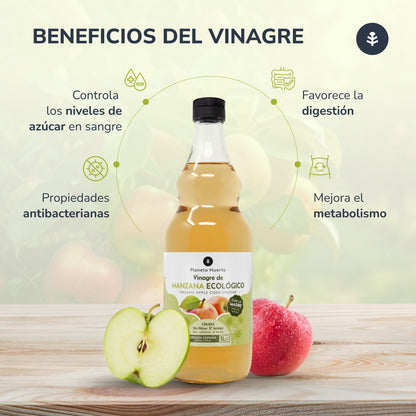 Pack 2x Vinaigre de pomme ECO brut non filtré avec la mère Planeta Huerto 1L