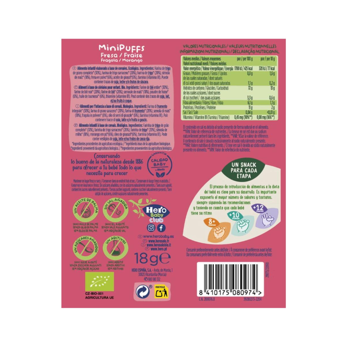 Confezione da 7 snack alla fragola Eco 18 g - Hero Solo