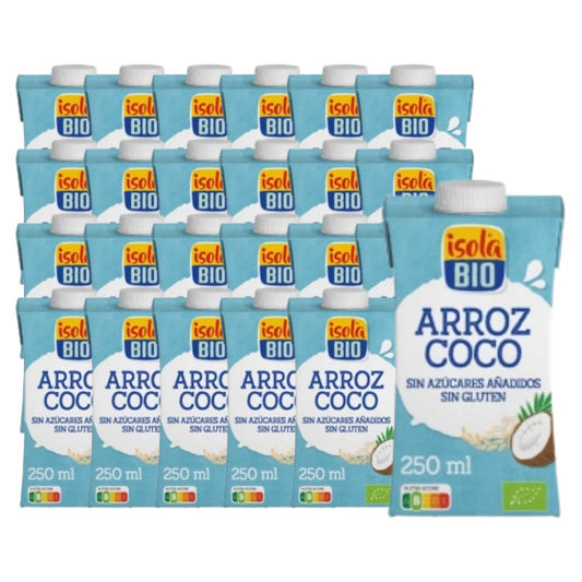 Pack of 24 organic rice and coconut drinks Bio Isola BIO 250 ml