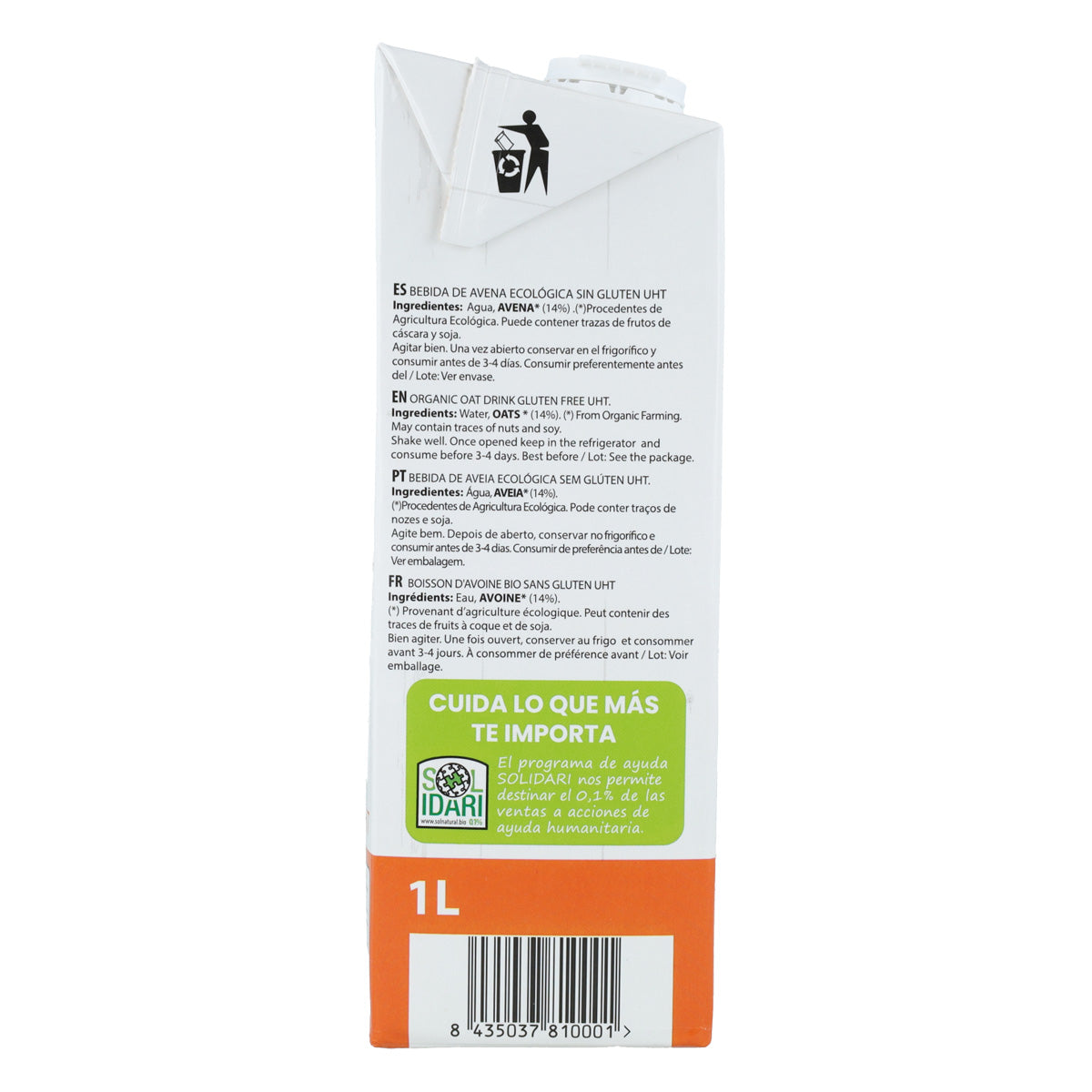 6x glutenvrije haverdrank Bio Sol Natural 1 l