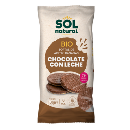Rijstpannenkoekjes met biologische melkchocolade Sol Natural 100 g