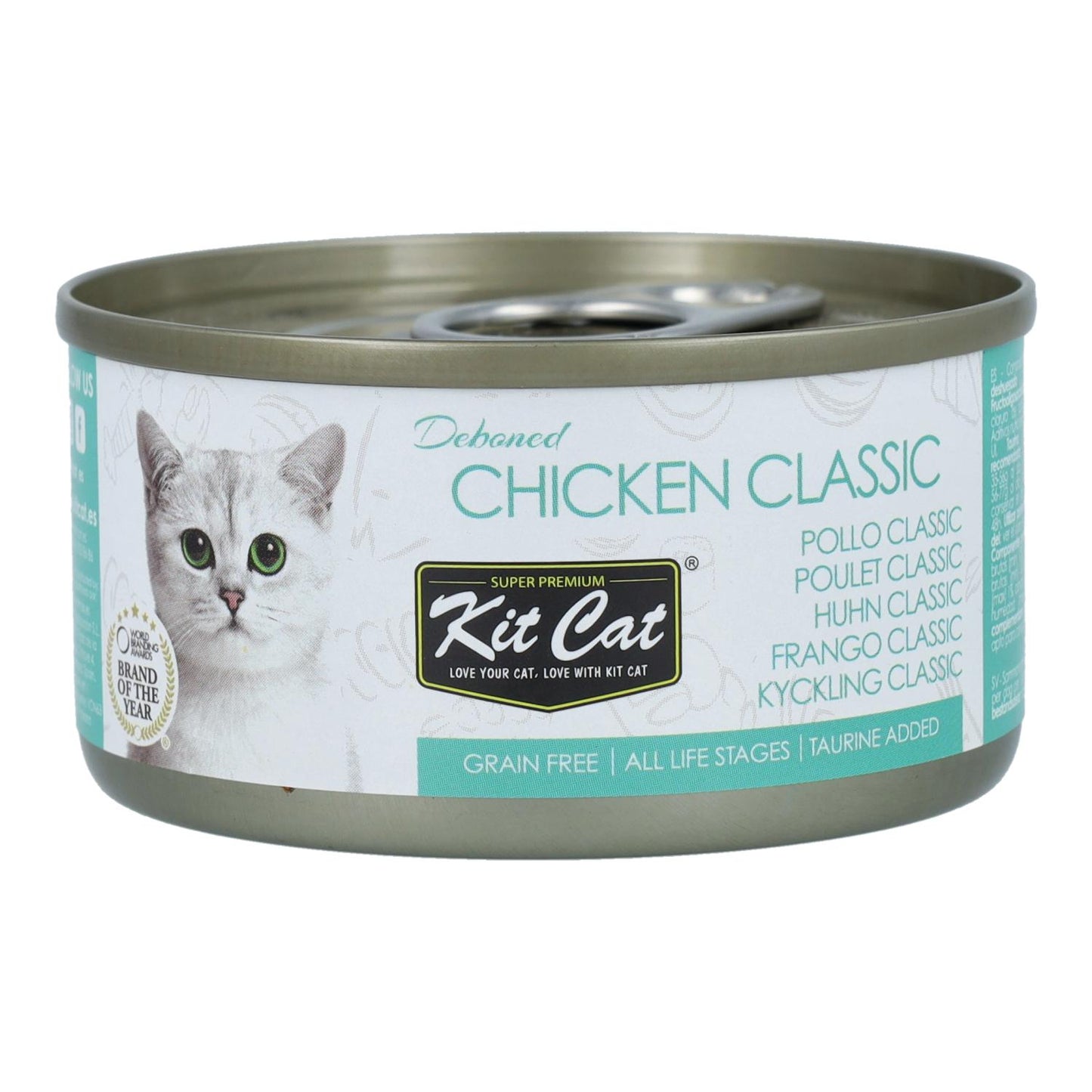 Kit Cat Lata Toppers - Pollo Classic 80 g Cibo umido per gatti in gelatina