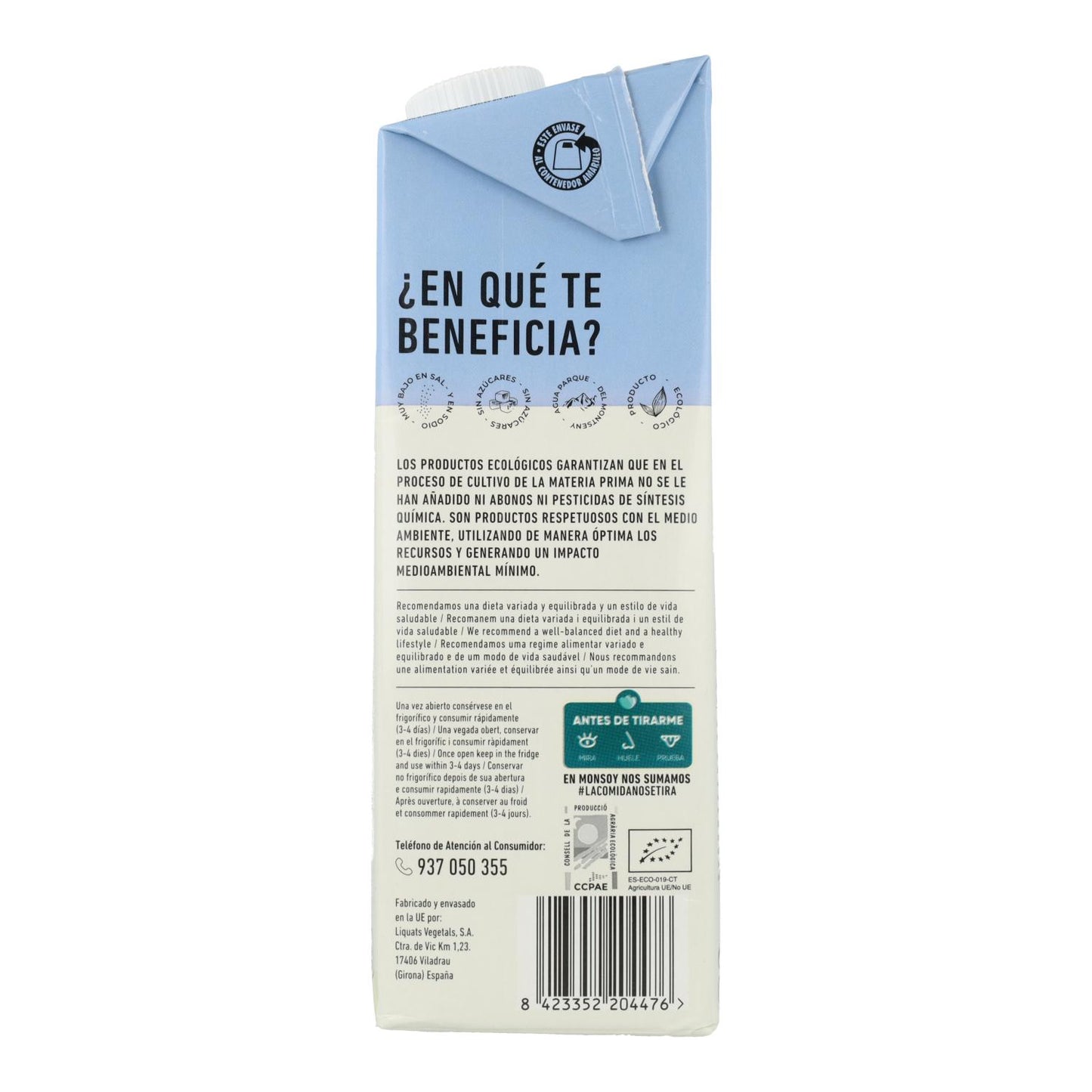 Bebida vegetal de almendra sin azúcares Monsoy 1 L