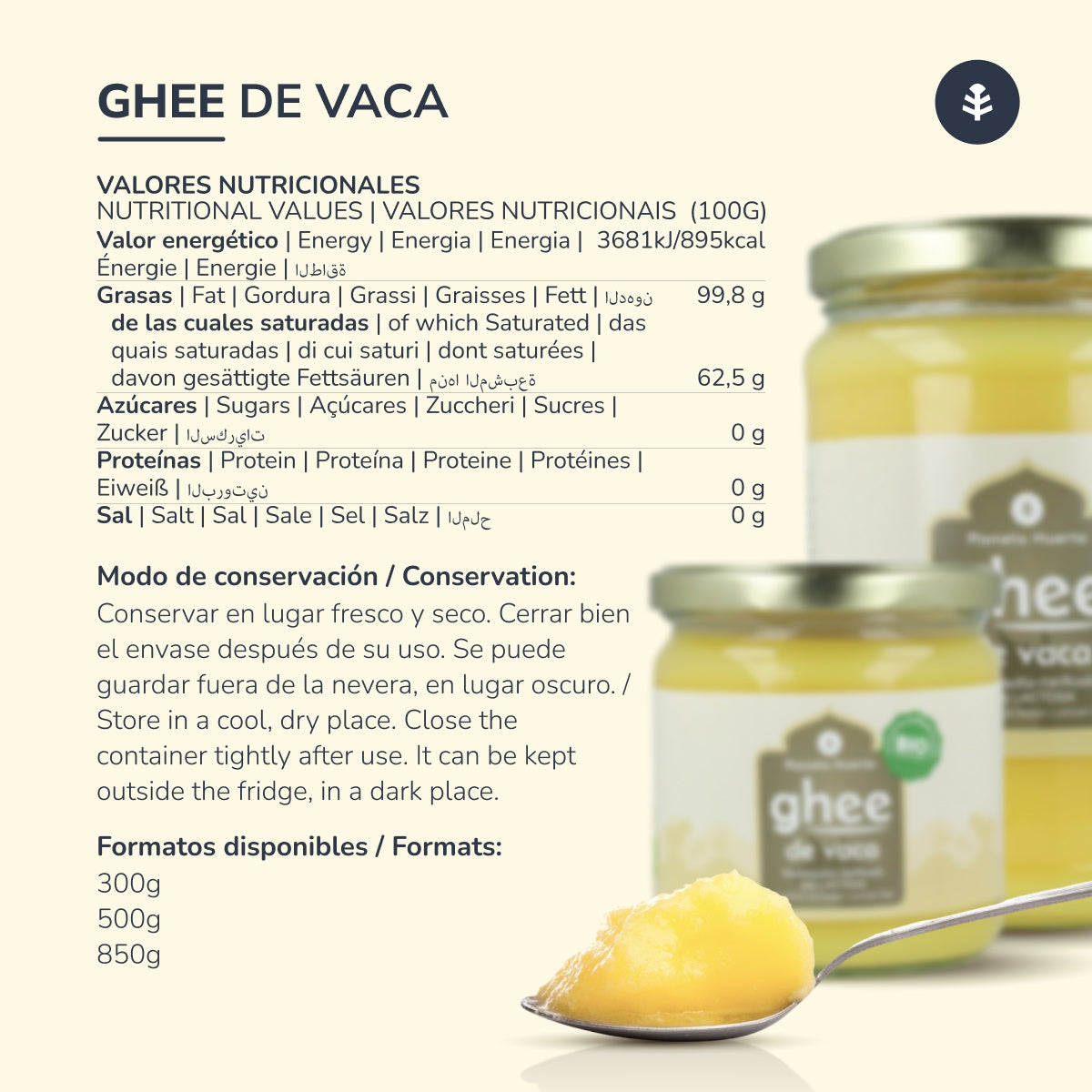 Pack 6xGhee clarified butter ECO Planeta Huerto 500 gr