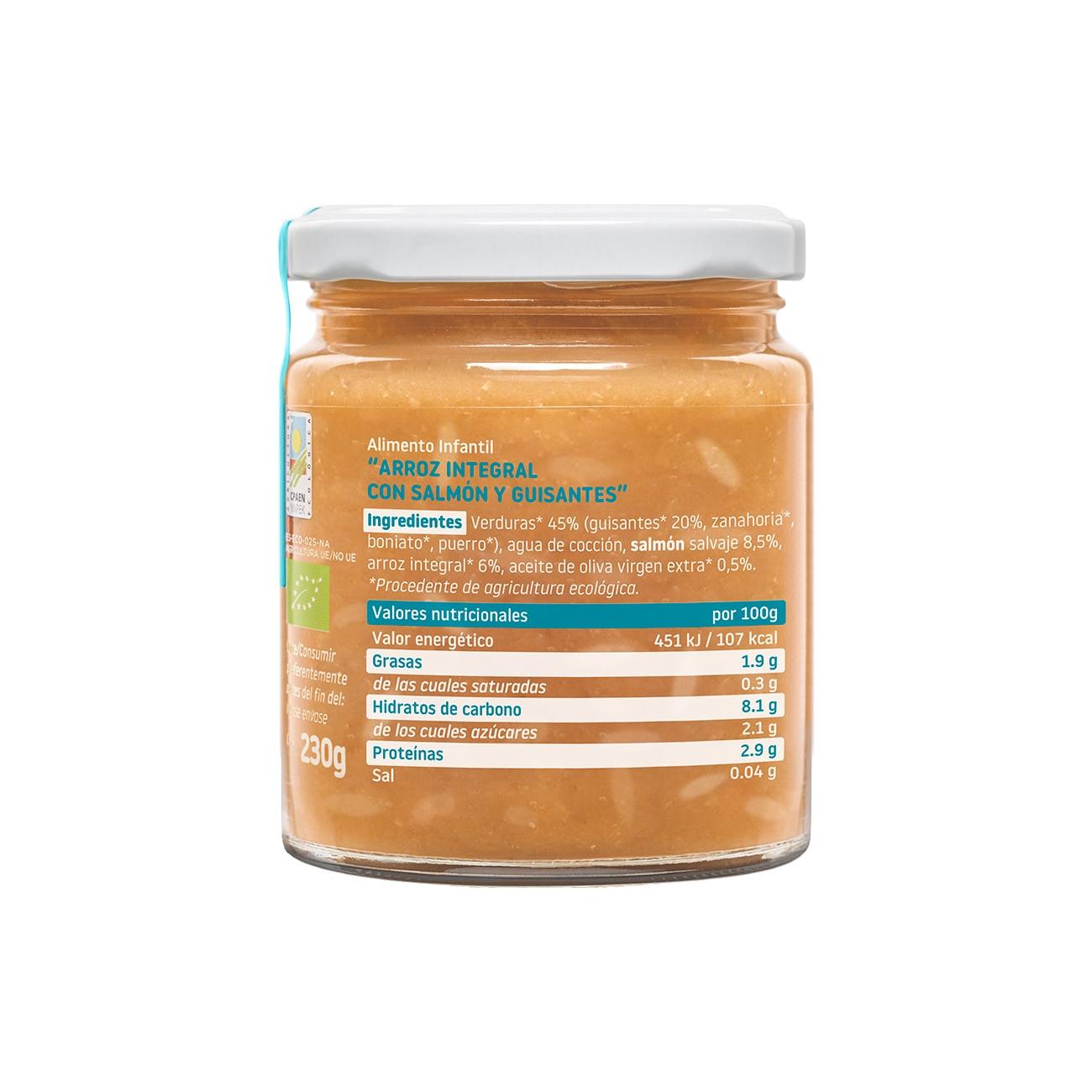 Pakket met 12 potjes rijst met zalm en erwten ECO CA CHI TOS Smileat, 230 g