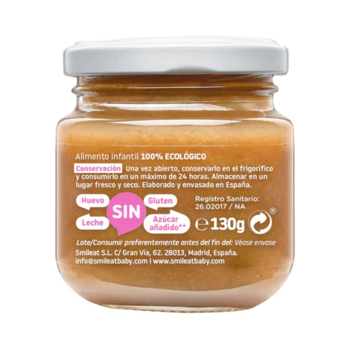 Vasetto di lamponi e pesche biologici Smileat, 130 g