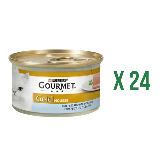 Pack of 24 x GOURMET GOLD Mousse Wet Food Ocean Fish 85 g
