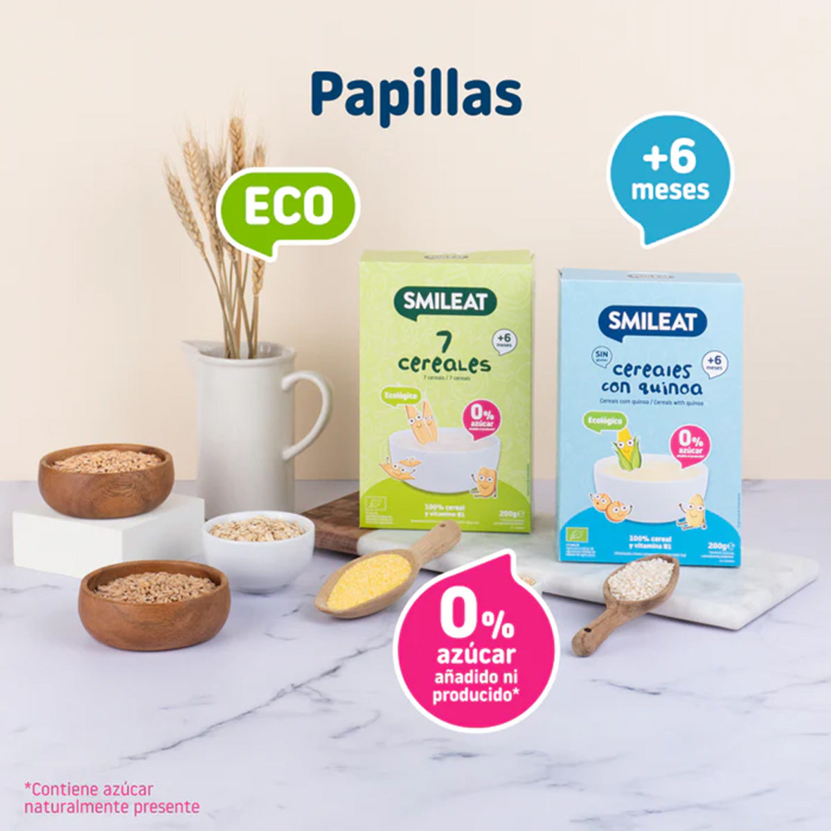 Glutenvrije graanpap met quinoa Eco Smileat, 200 g