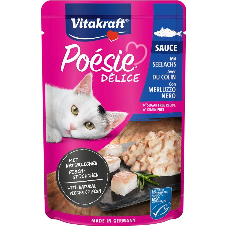 Vitakraft Deli Sauce påse med utsökt pollock 85 g våtfoder för katter