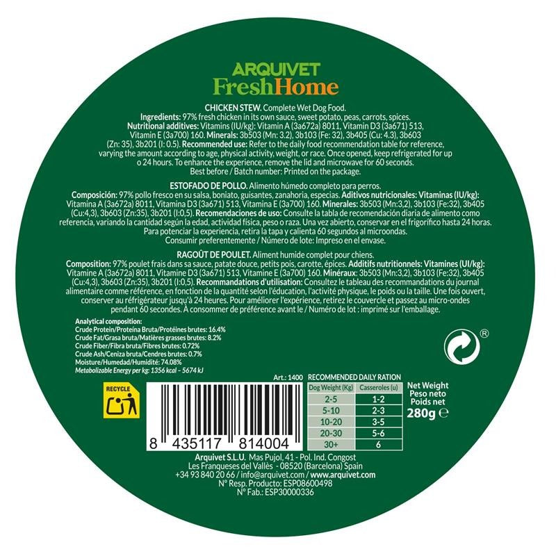 Arquivet Fresh Home Chicken Stew Nassfutter mit Huhn für Hunde 280 g