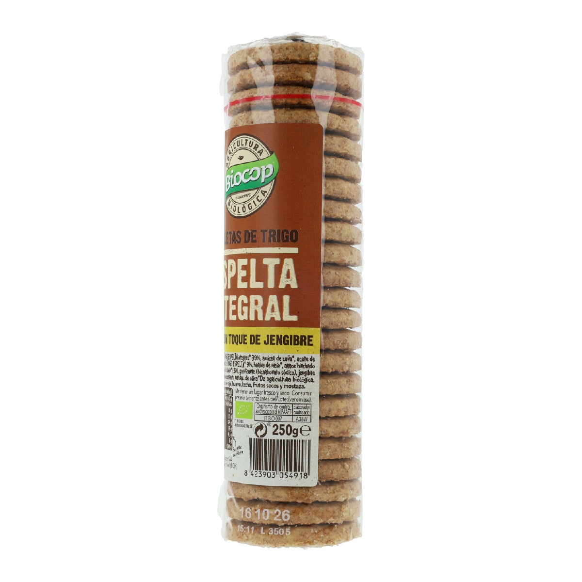 2-pack fullkornskakor med spelt, ingefära och citron Biocop 250 g