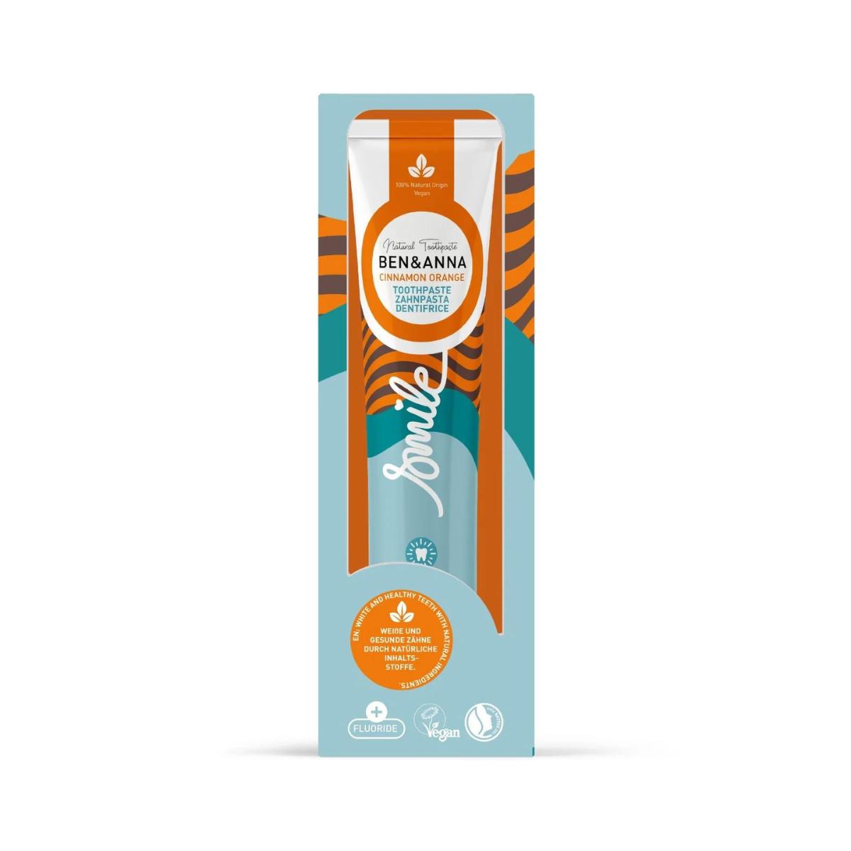 Tandpasta kaneel en sinaasappel met fluoride Ben & Anna tube 75 ml