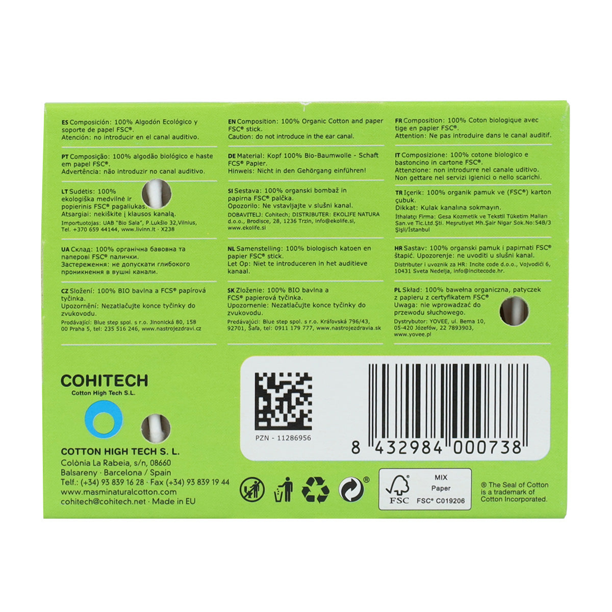 Bastoncini di cotone ECO e stick di carta Masmi 200 pz