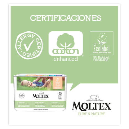 Voordelige verpakking luiers T2 (3-6 kg) Moltex Pure & Nature, 144 stuks