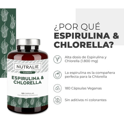 Nutralie Spiruline & Chlorella 1800 mg énergie et force 180 gélules