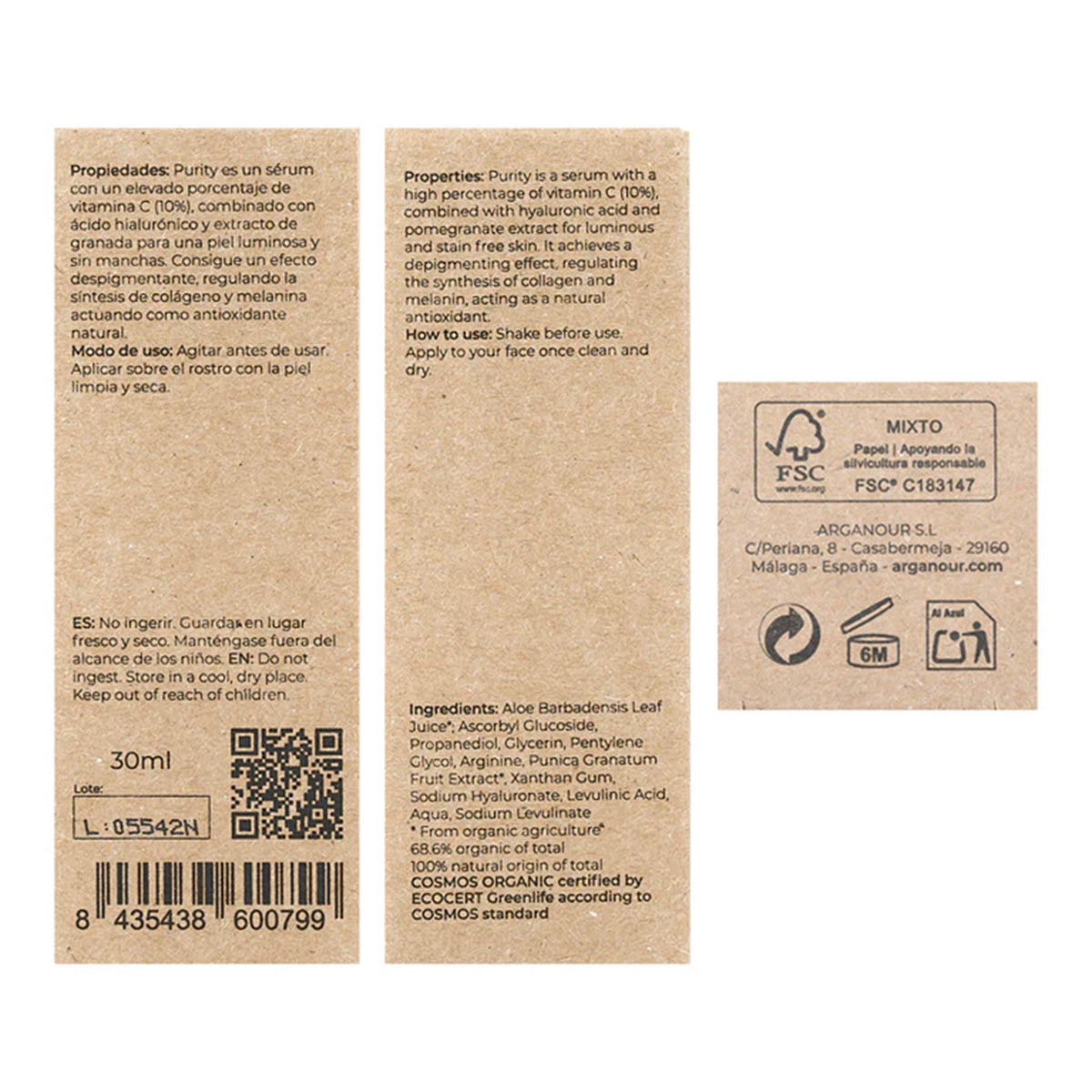 Gezichtsserum Purity Vitamine C, Arganour, 30 ml