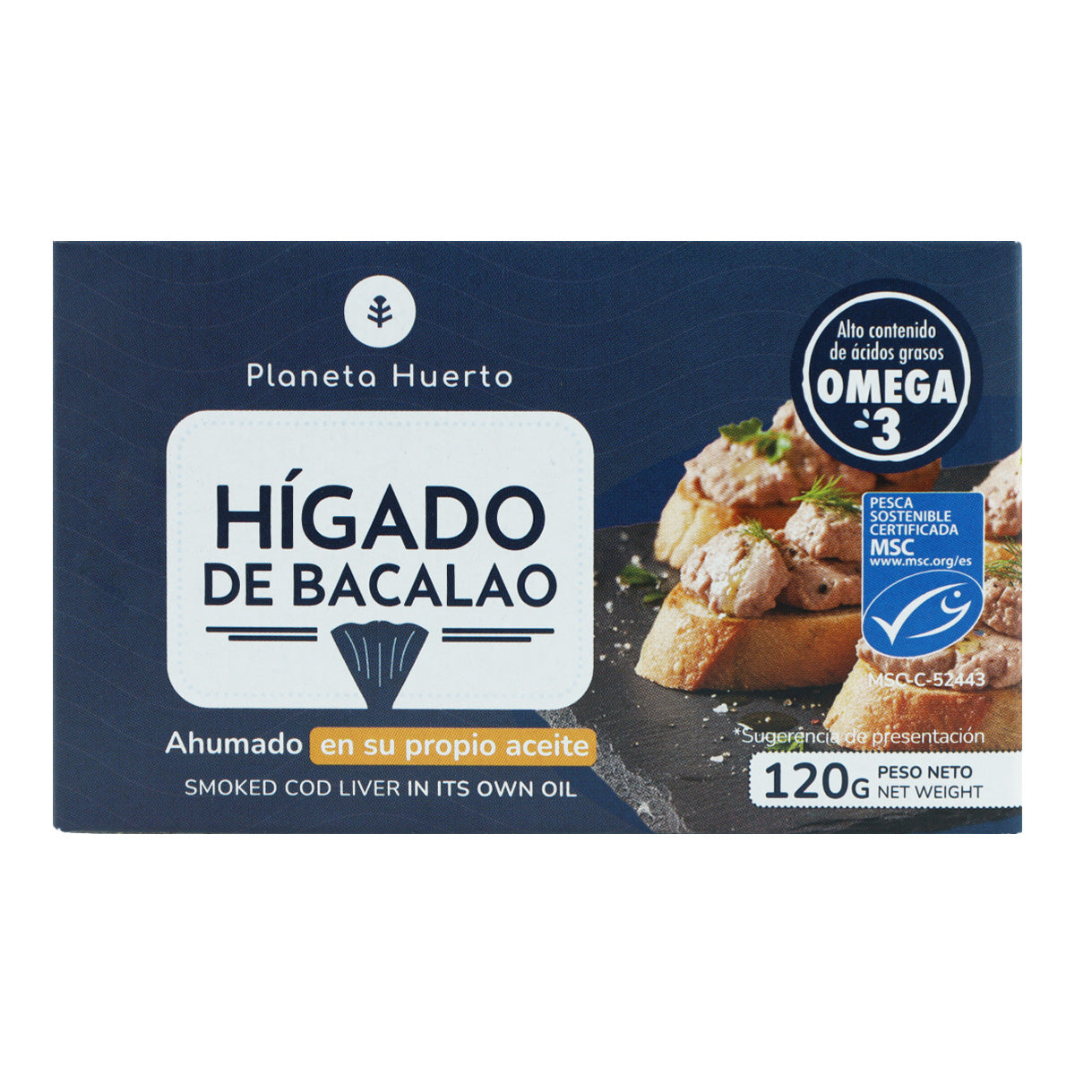 Pack 12x Hígado de bacalao en su propio aceite Planeta Huerto 120 g