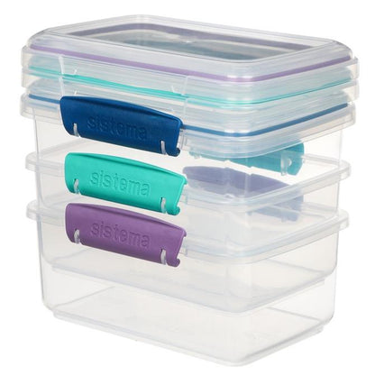 Pakket luchtdichte bakjes Sistema Klip It 3x1 l