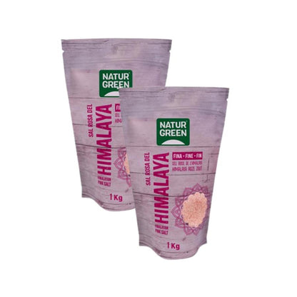 Pack 2 uds Sal rosa del Himalaya fina Naturgreen 1 kg