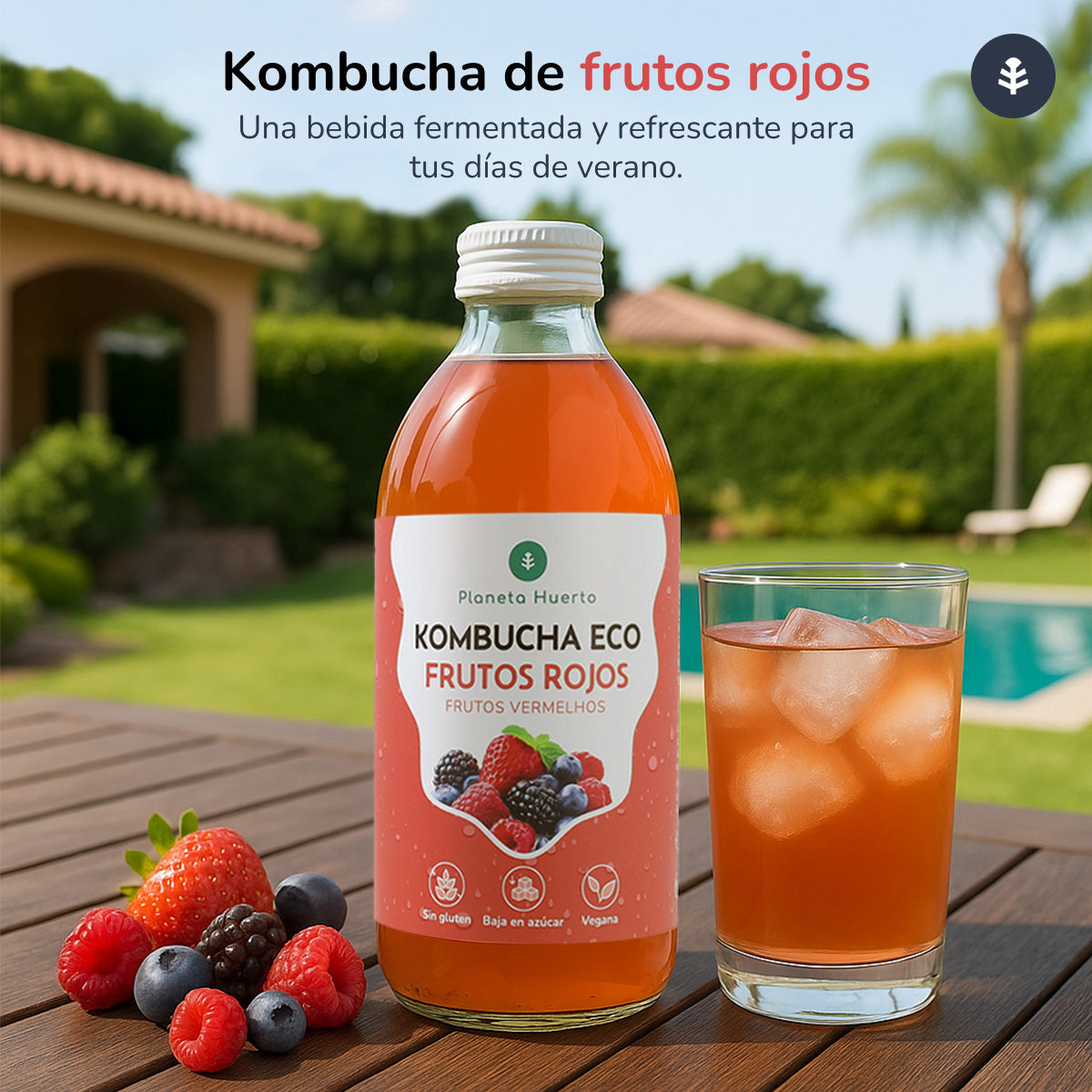 Opakowanie 6x Kombucha ECO Frutos rojos Planeta Huerto 330 ml