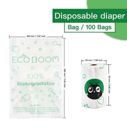 Sacs biodégradables 100 % compostables Ecoboom 5 x 20 sacs