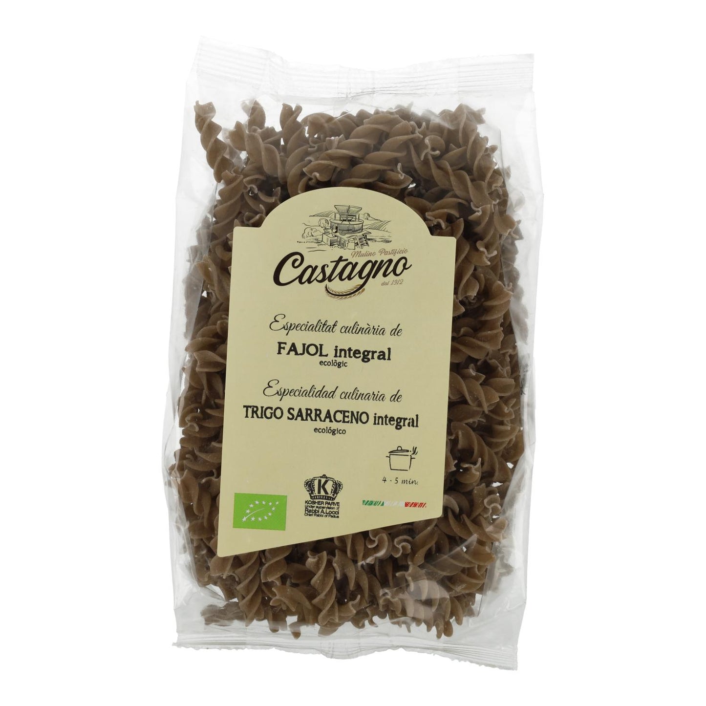 Spiraler av ekologiskt bovete Castagno 250 g