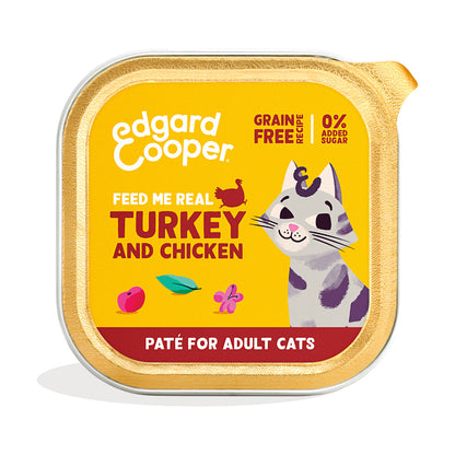 Natvoer voor katten, paté, Edgard & Cooper, kalkoen en kip, 85 g