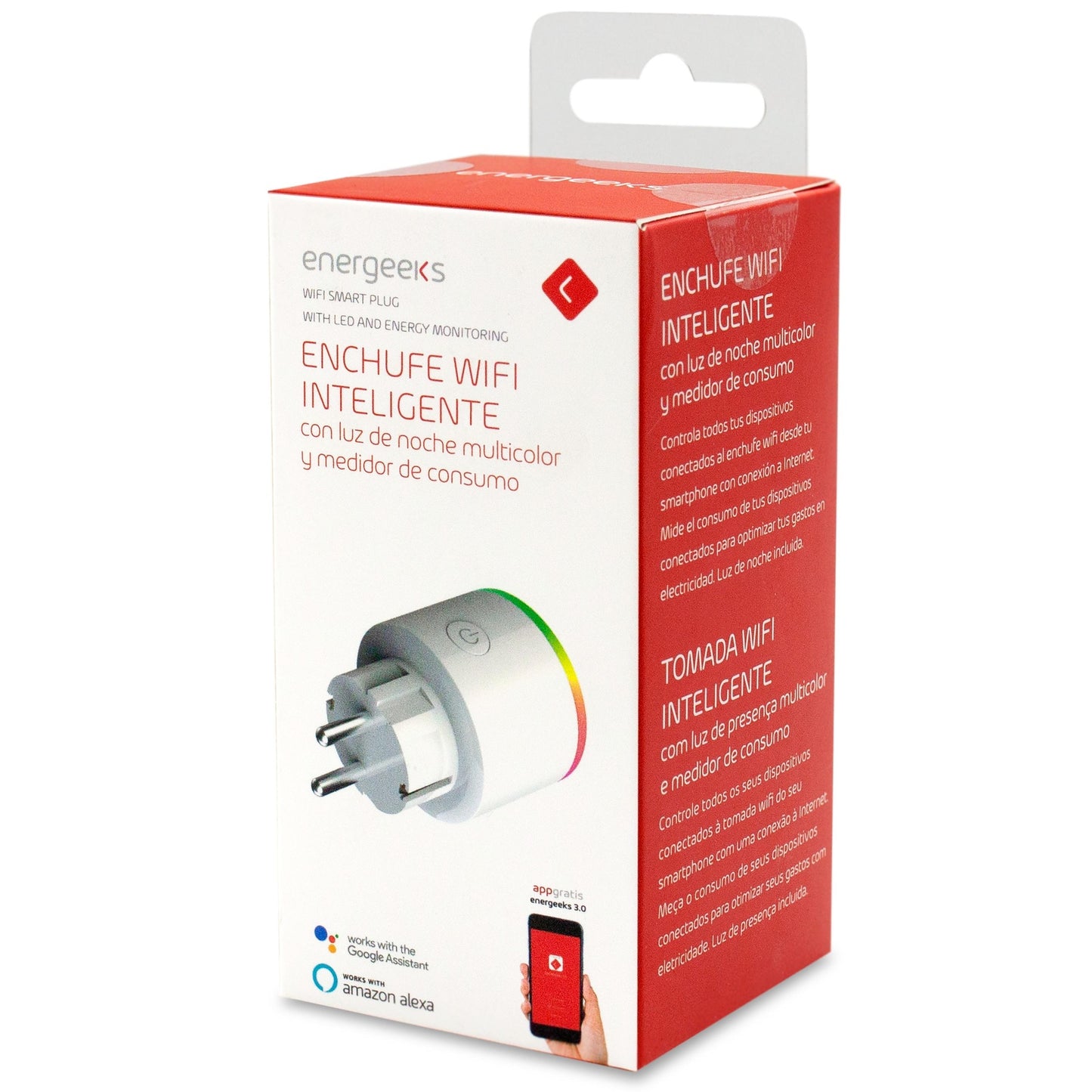 Slimme wifi-stekker met veelkleurige nachtlampje en verbruiksmeter Energeeks