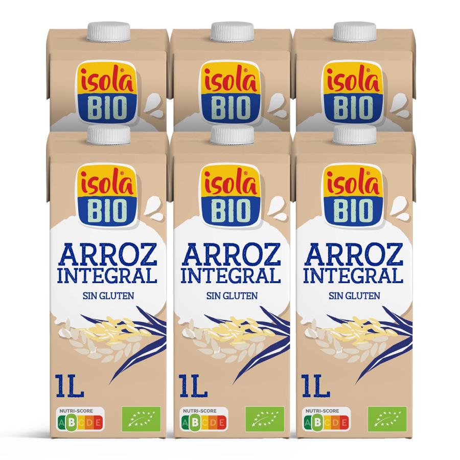 Confezione da 6 bevande biologiche di riso integrale Isola Bio 1 L