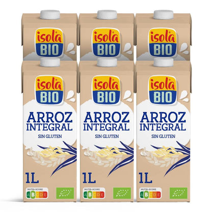 Confezione da 6 bevande biologiche di riso integrale Isola Bio 1 L
