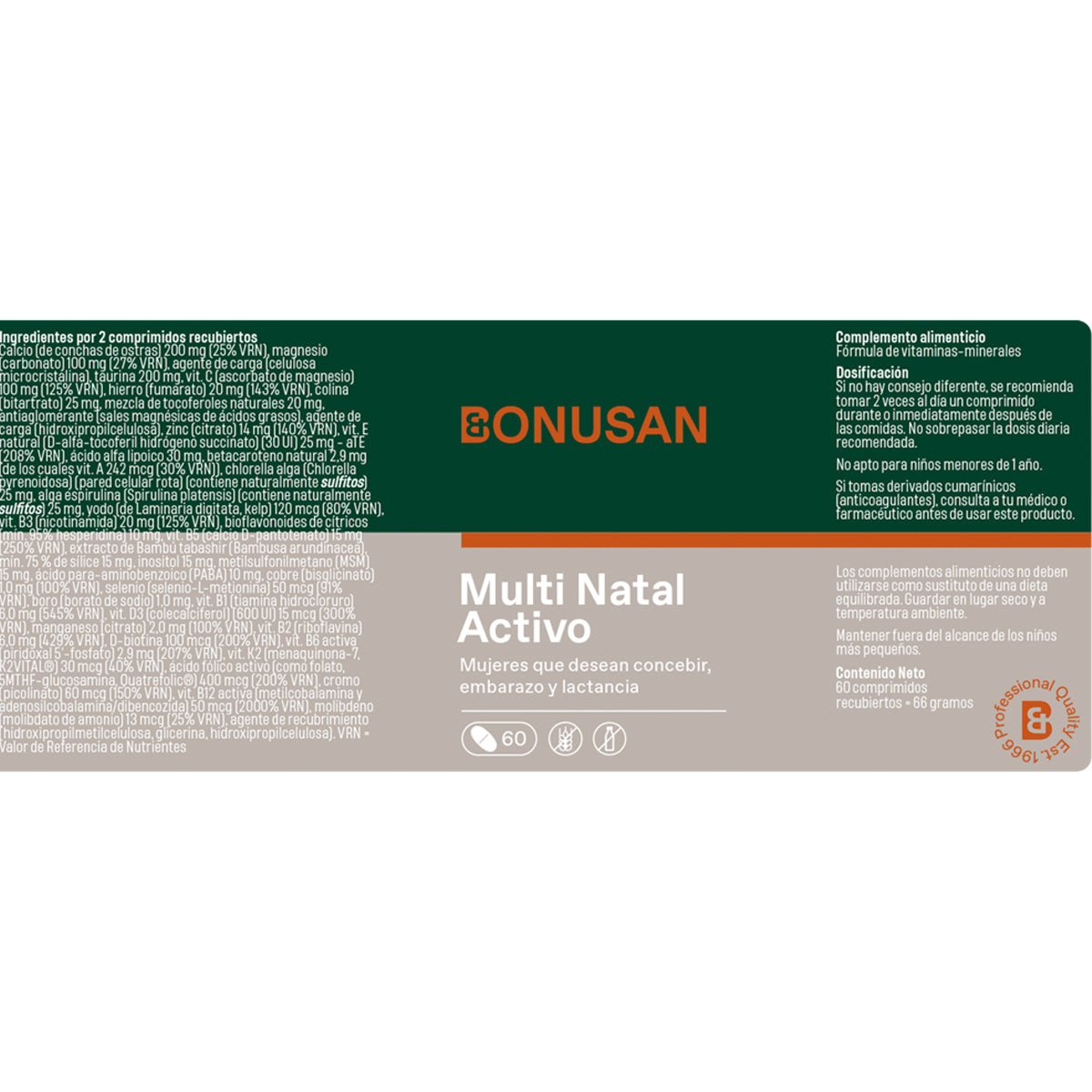 Pack of 2 Multi Natal Activo, Bonusan, 60 tablets