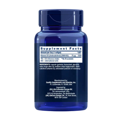 Vitamin D3 3.000 IU, Life Extension 120 perlas