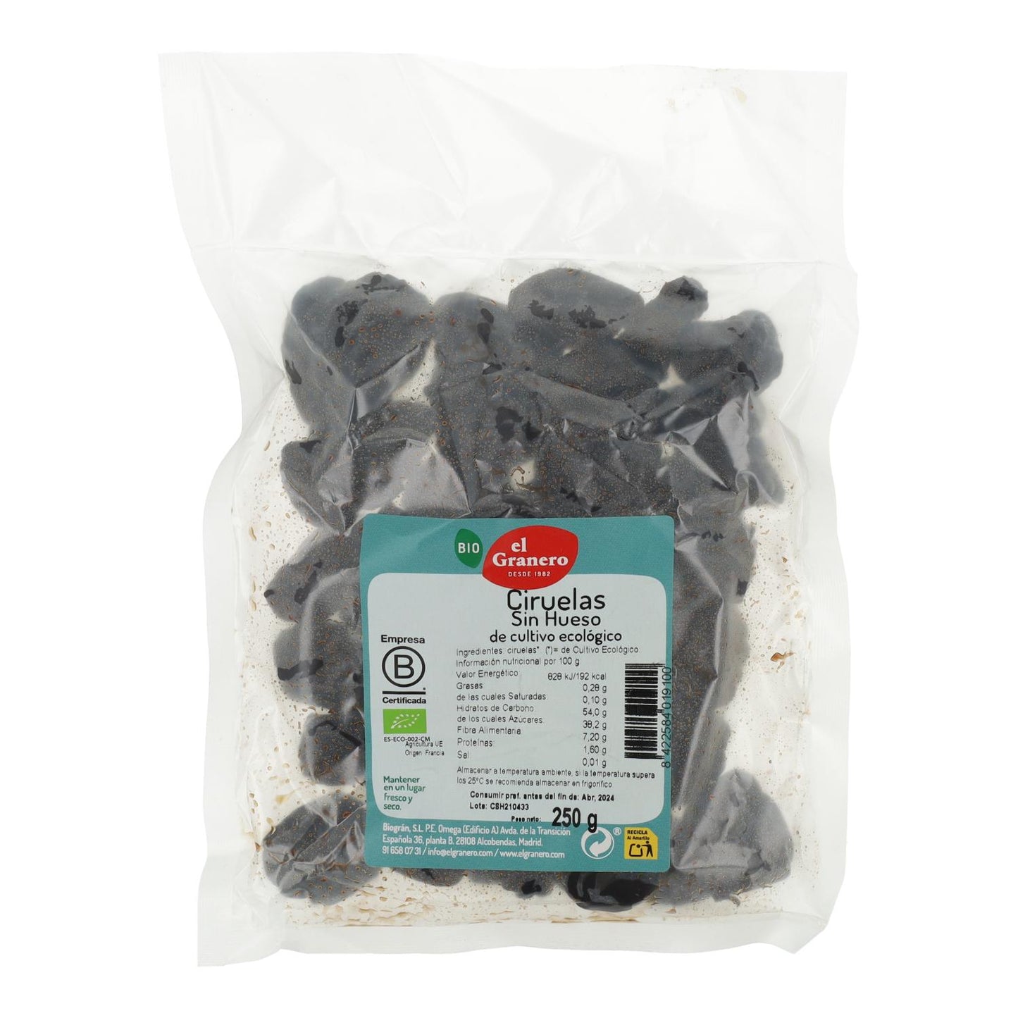 El Granero Organic Pitted Plums 250 g