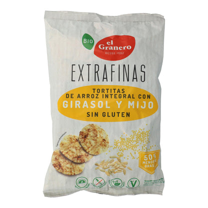 Galettes extra fines de riz brun et de graines de tournesol, bio, sans gluten, El Granero, 60 g