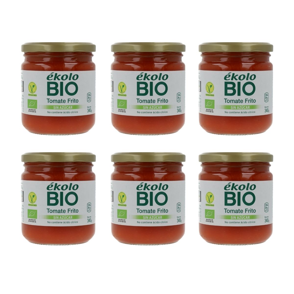 6x verpakking biologische tomatensaus zonder suiker Ékolo 340 g